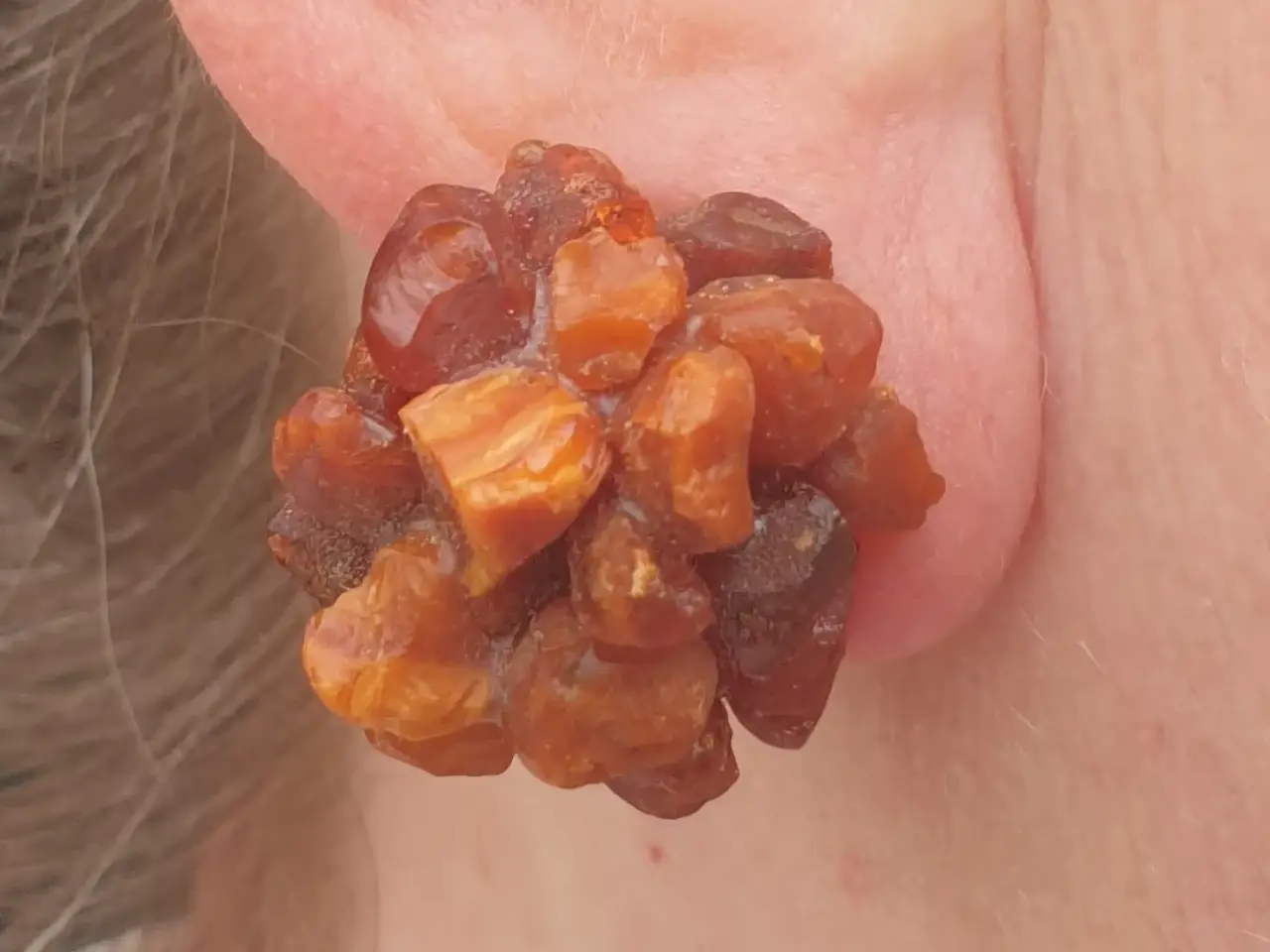 Billede 2 - Rav-Øreclips fra 50´erne. Rene Naturmaterialer