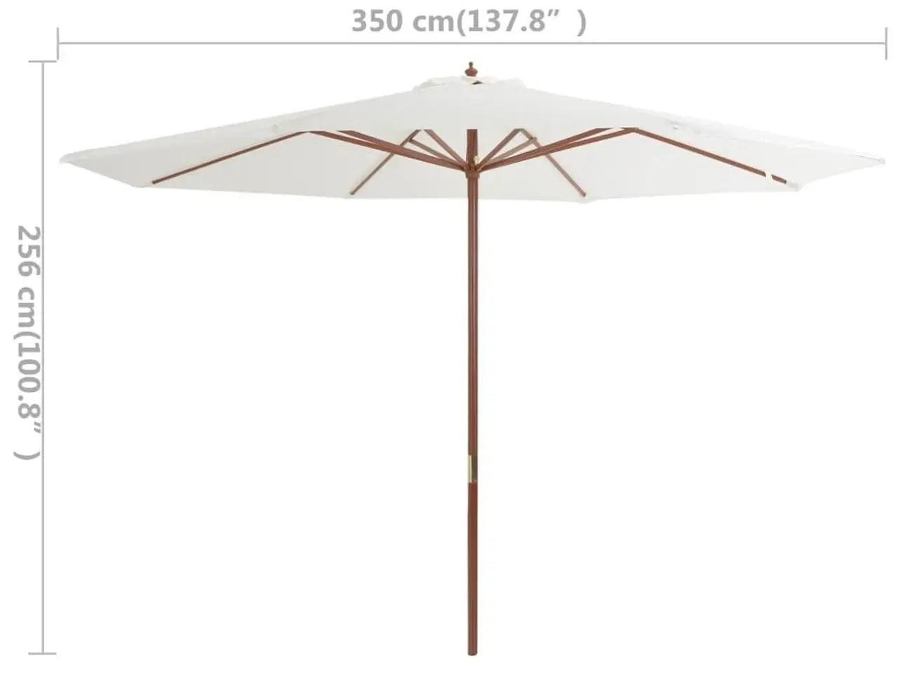 Billede 4 - Udendørs parasol med træstang 350 cm - sandhvid