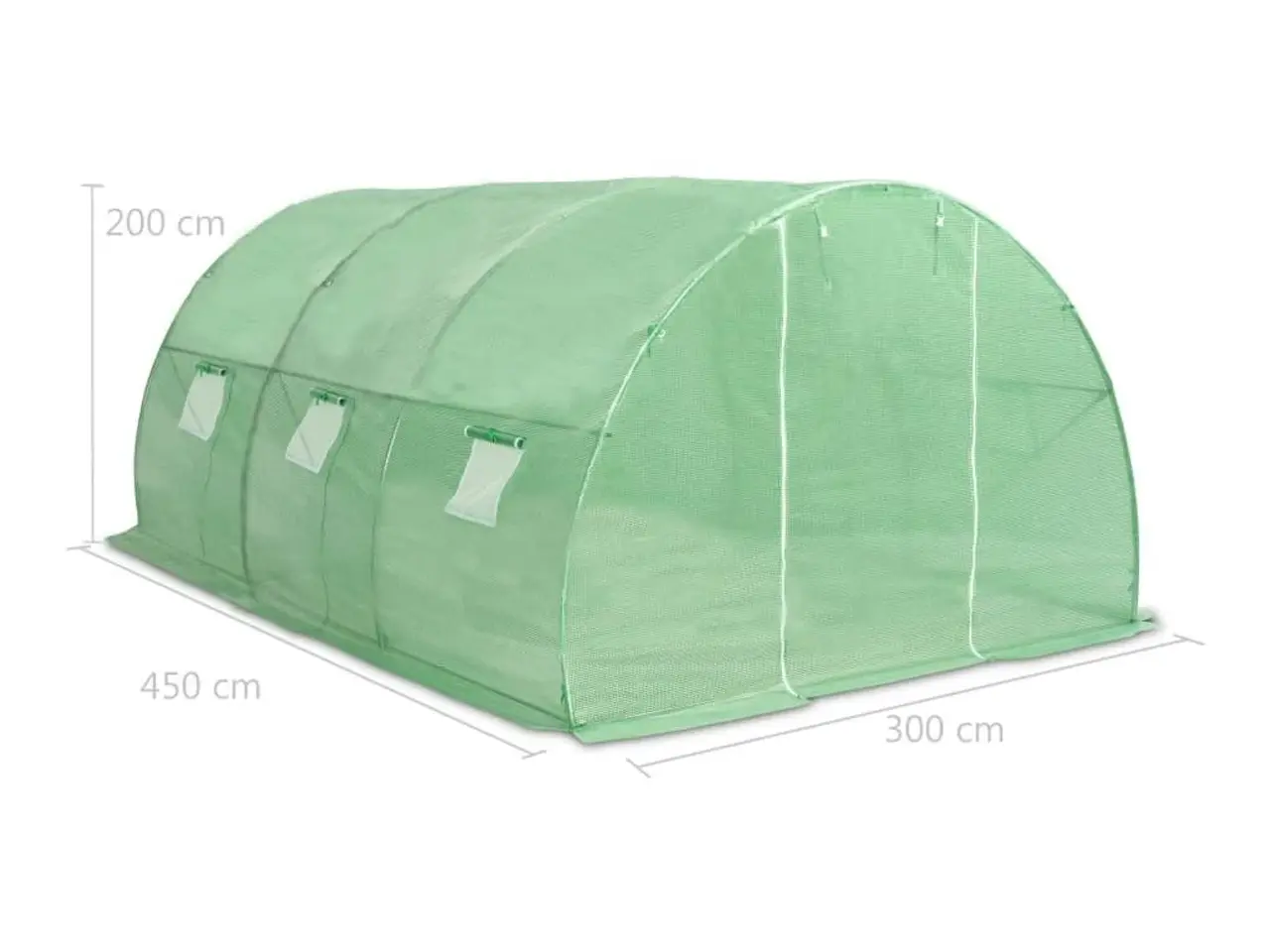 Billede 11 - Drivhus 3,5 m² i PE-netstof - 450 × 300 × 200 cm, grøn