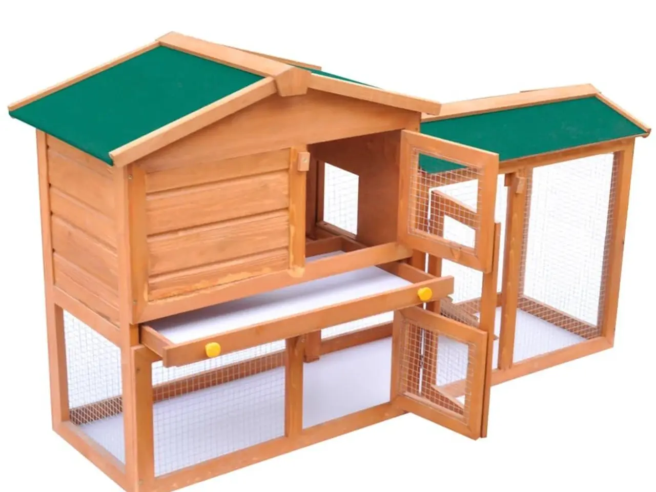 Billede 3 - Stort udendørs kaninbur i træ - 2 etager med løbegård