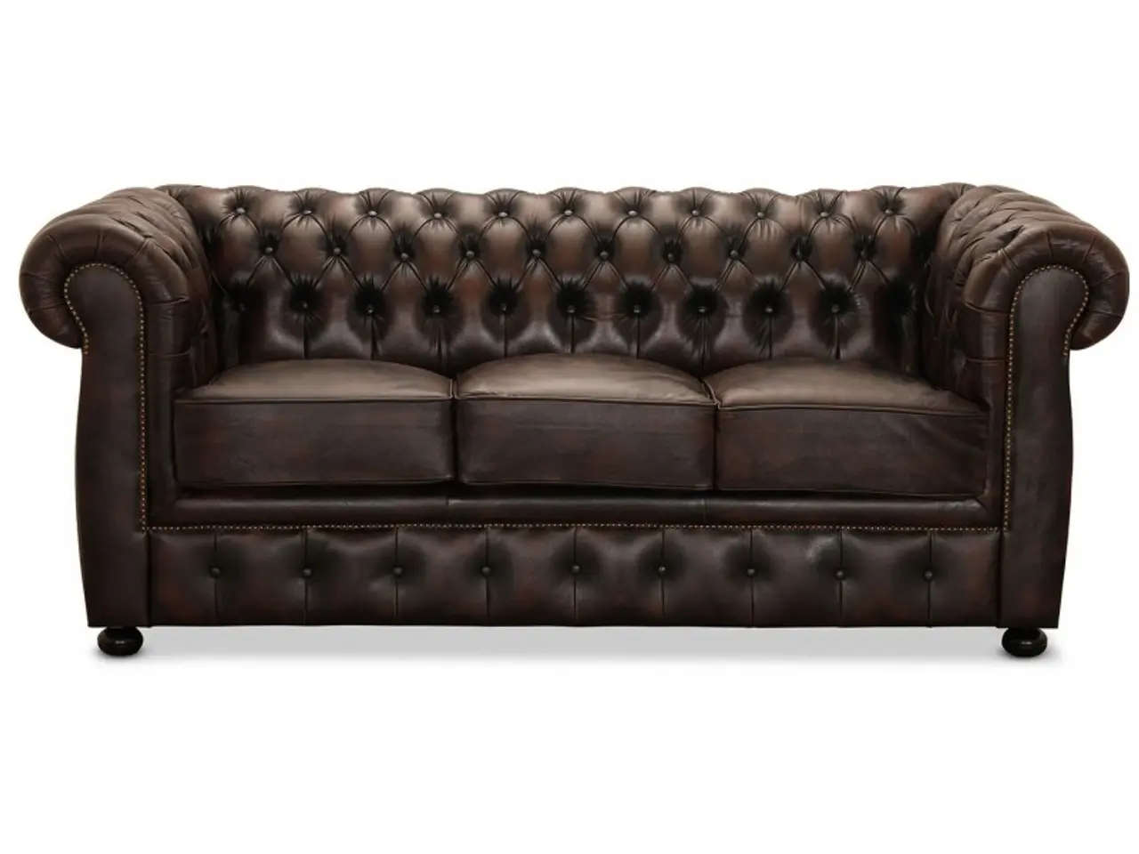 Billede 4 - Liverpool Chesterfield 3+2 personer chesterfield sofa - brun ægte læder