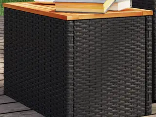 Haveborde 2 stk. 55x34x37 cm polyrattan og massivt træ sort