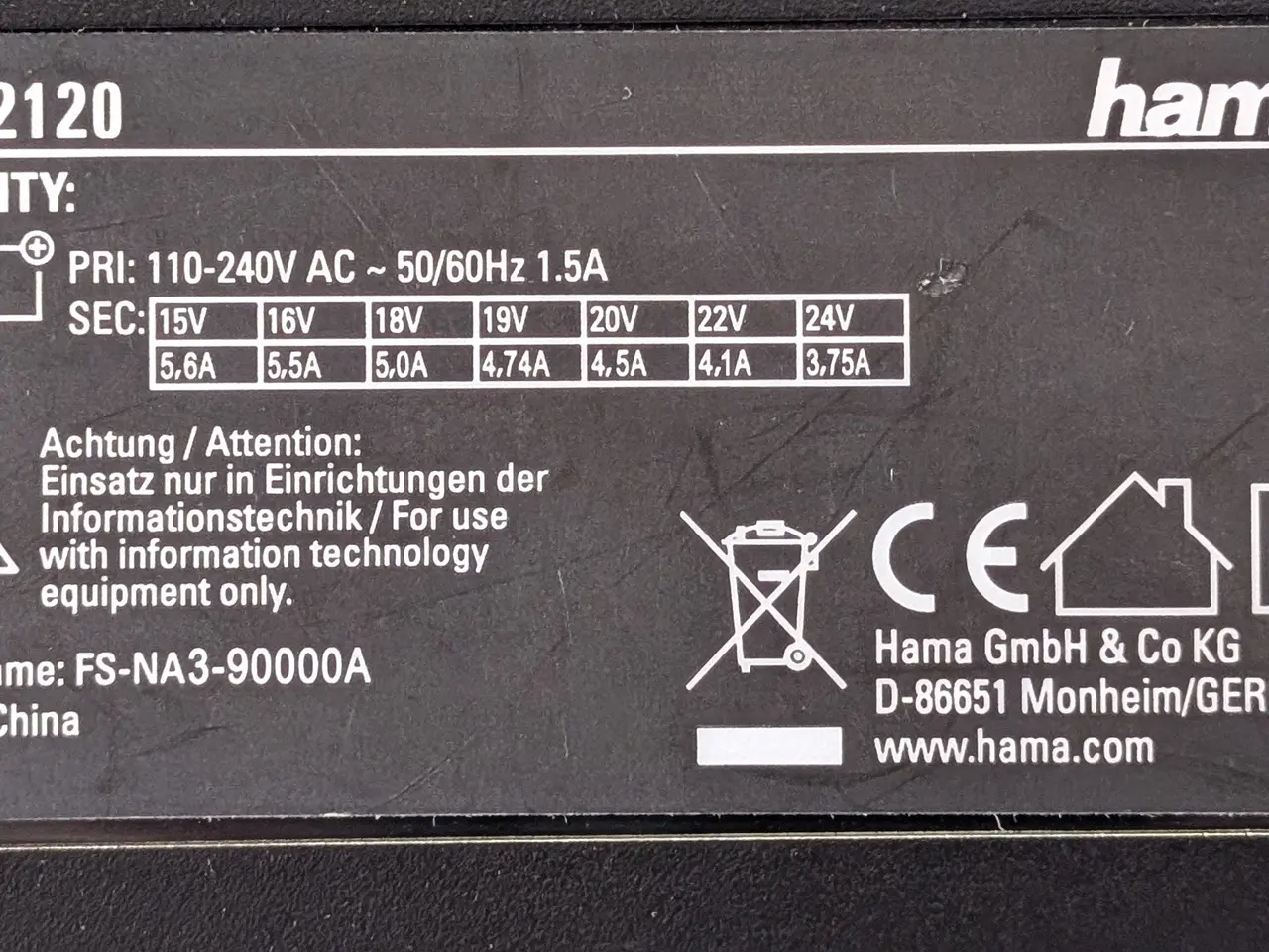 Billede 2 - Hama universal strømforsyning 90W – 15-24V