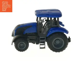 Lille blå modeltraktor med detaljer (str. 22 cm)
