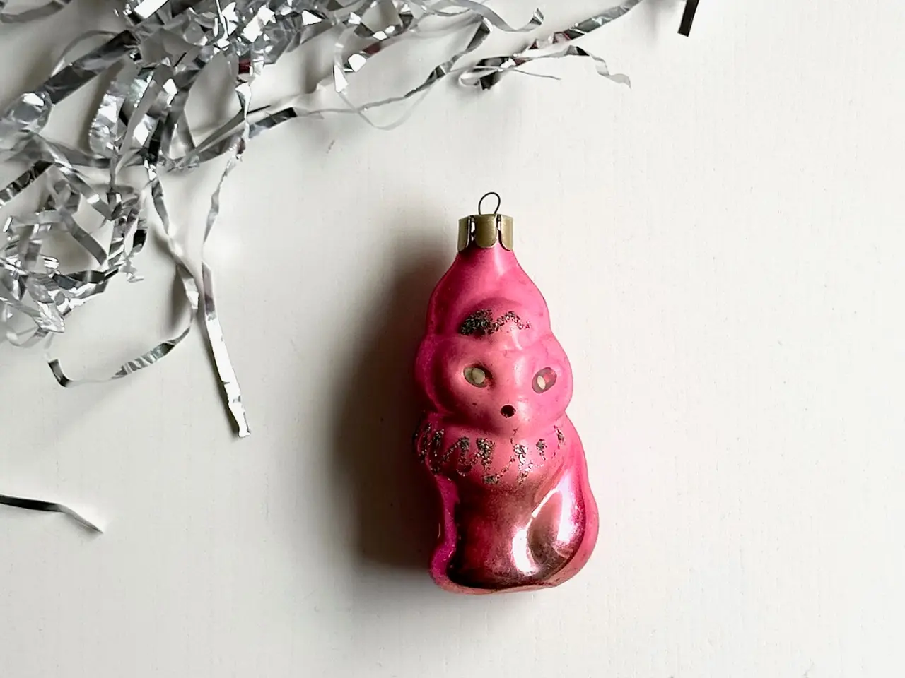 Billede 1 - Vintage julekugle, pink ræv m glimmer, NB