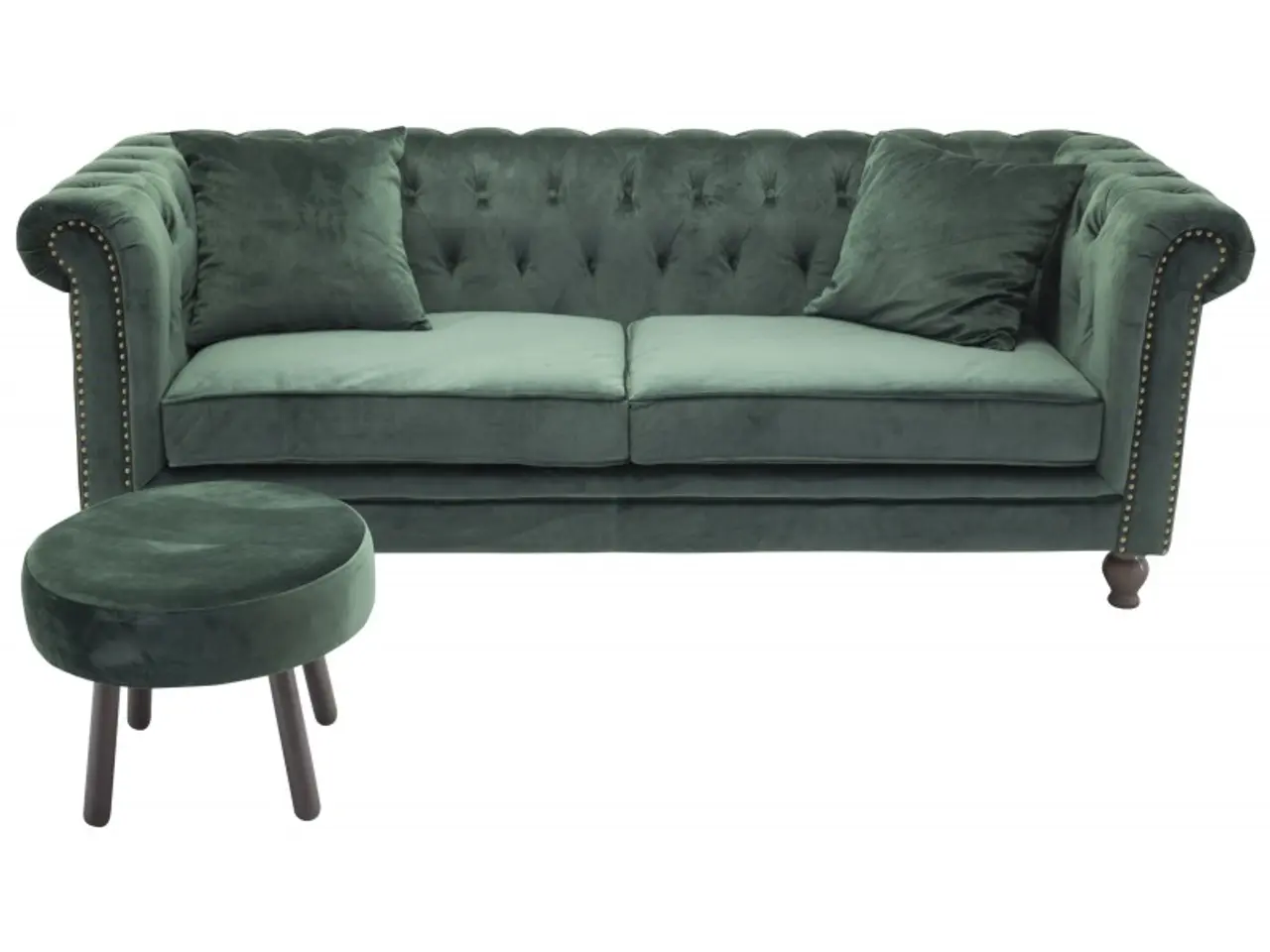 Billede 2 - Velvet 3 personers Sofa - Grøn velour