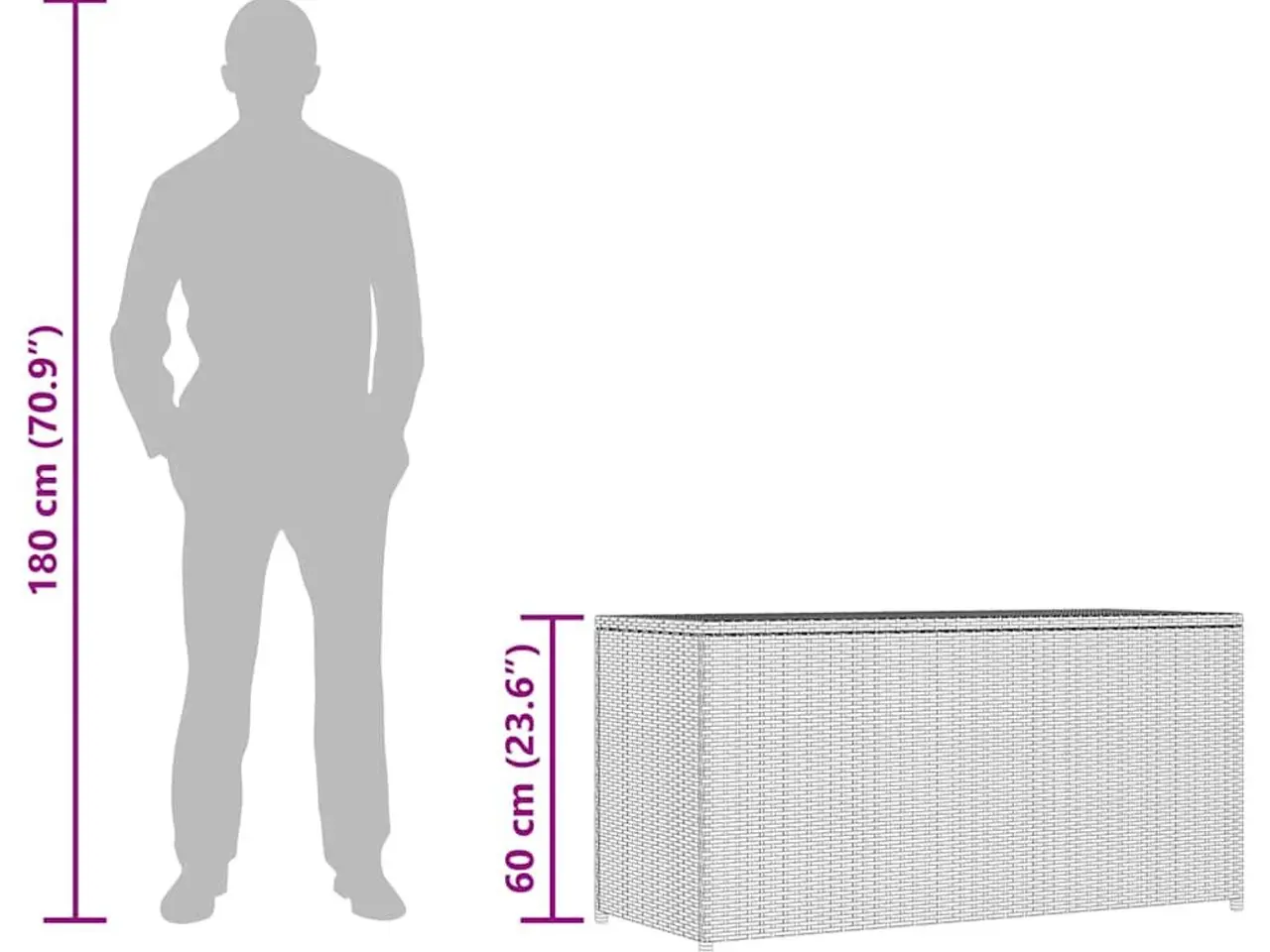 Billede 12 - Udendørs opbevaringskasse i brun polyrattan - 120 × 50 × 60 cm