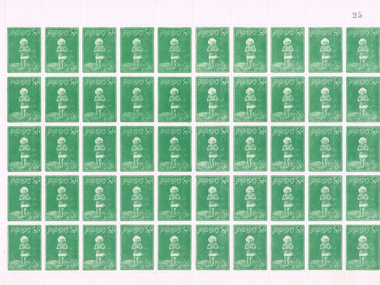 Billede 1 - Julemærker helark DK 1915