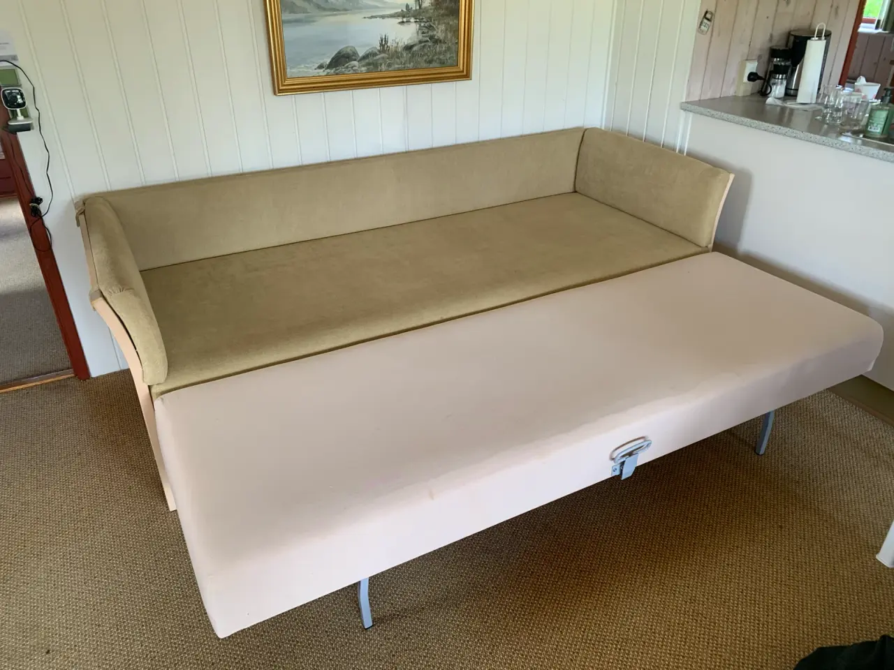Billede 1 - Sovesofa lys grøn velour