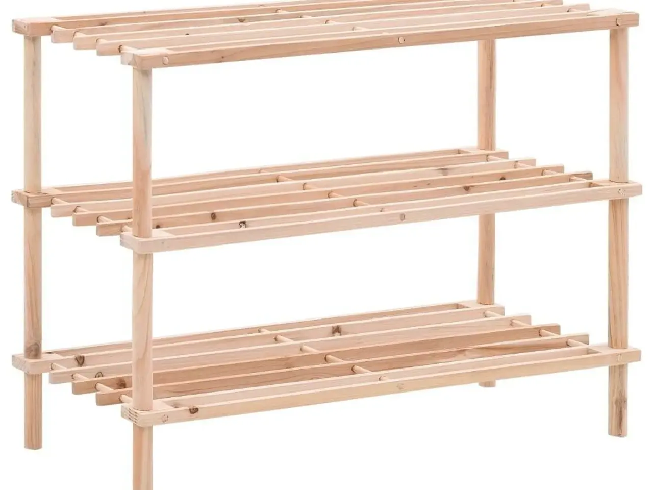 Billede 1 - Skoreol med 3 hylder - massivt fyrretræ, 74 × 26 × 48,5 cm