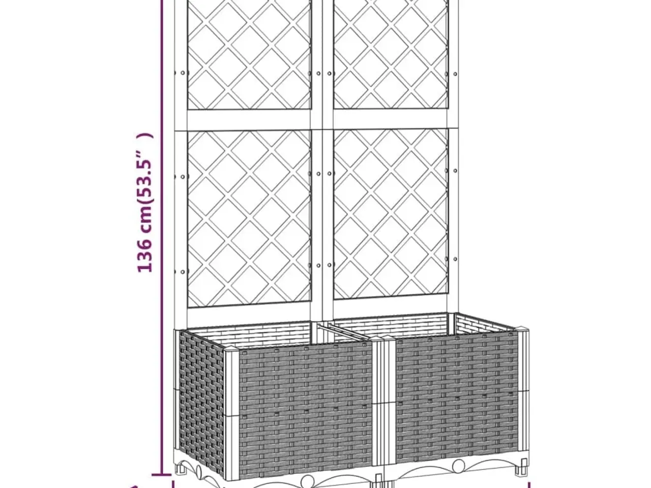 Billede 8 - Haveplantekasse med espalier sort 80x40x136 cm PP