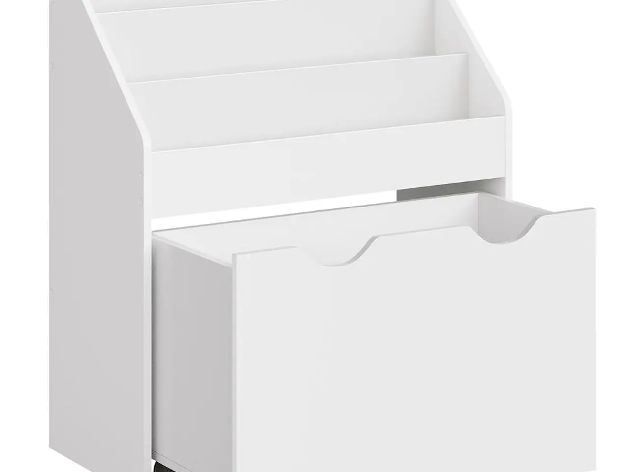 Billede 1 - Børnebogreol med opbevaringskasse på hjul - Cloud White