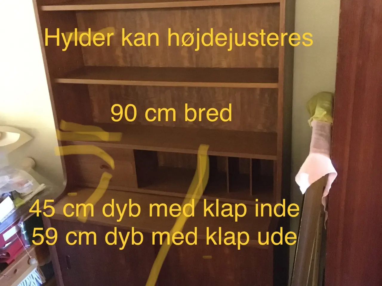 Billede 3 - Teaktræes-reol m. skriveplade, underskab. Giv bud!