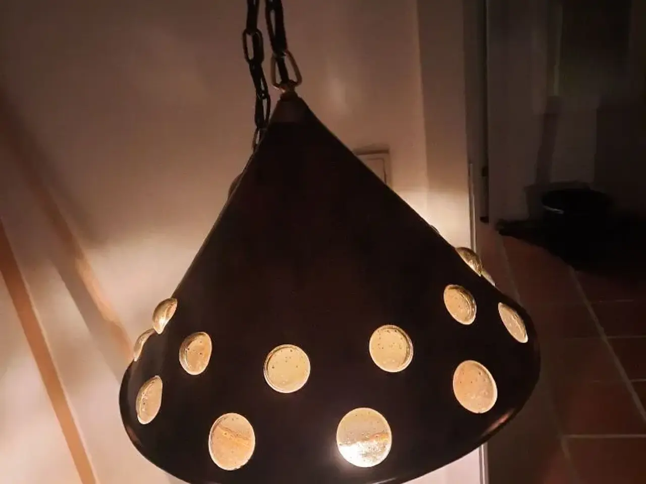 Billede 2 - Kobber lampe med glas indvendigt