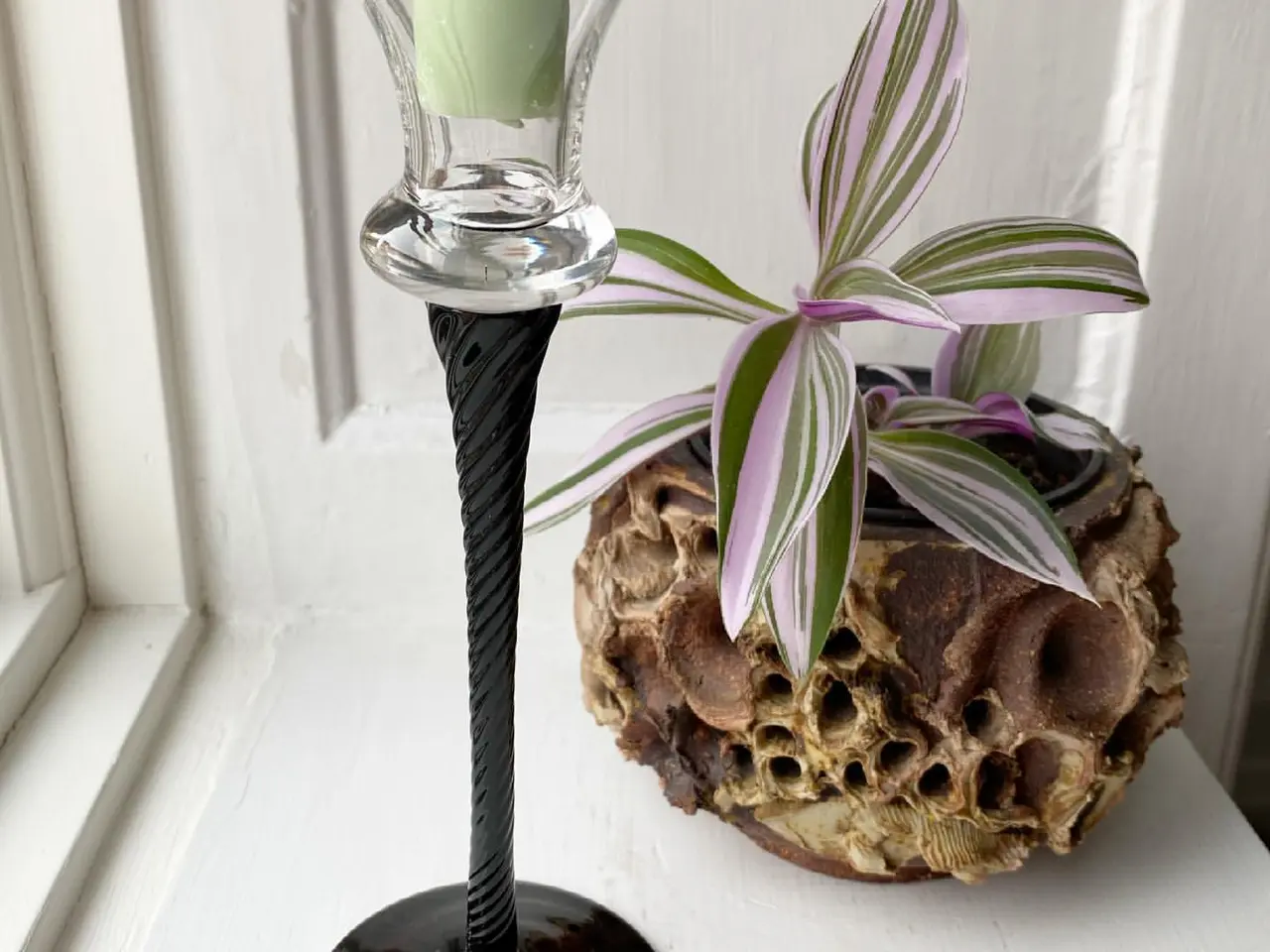 Billede 2 - Klar kumme m auberginefarvet swirl