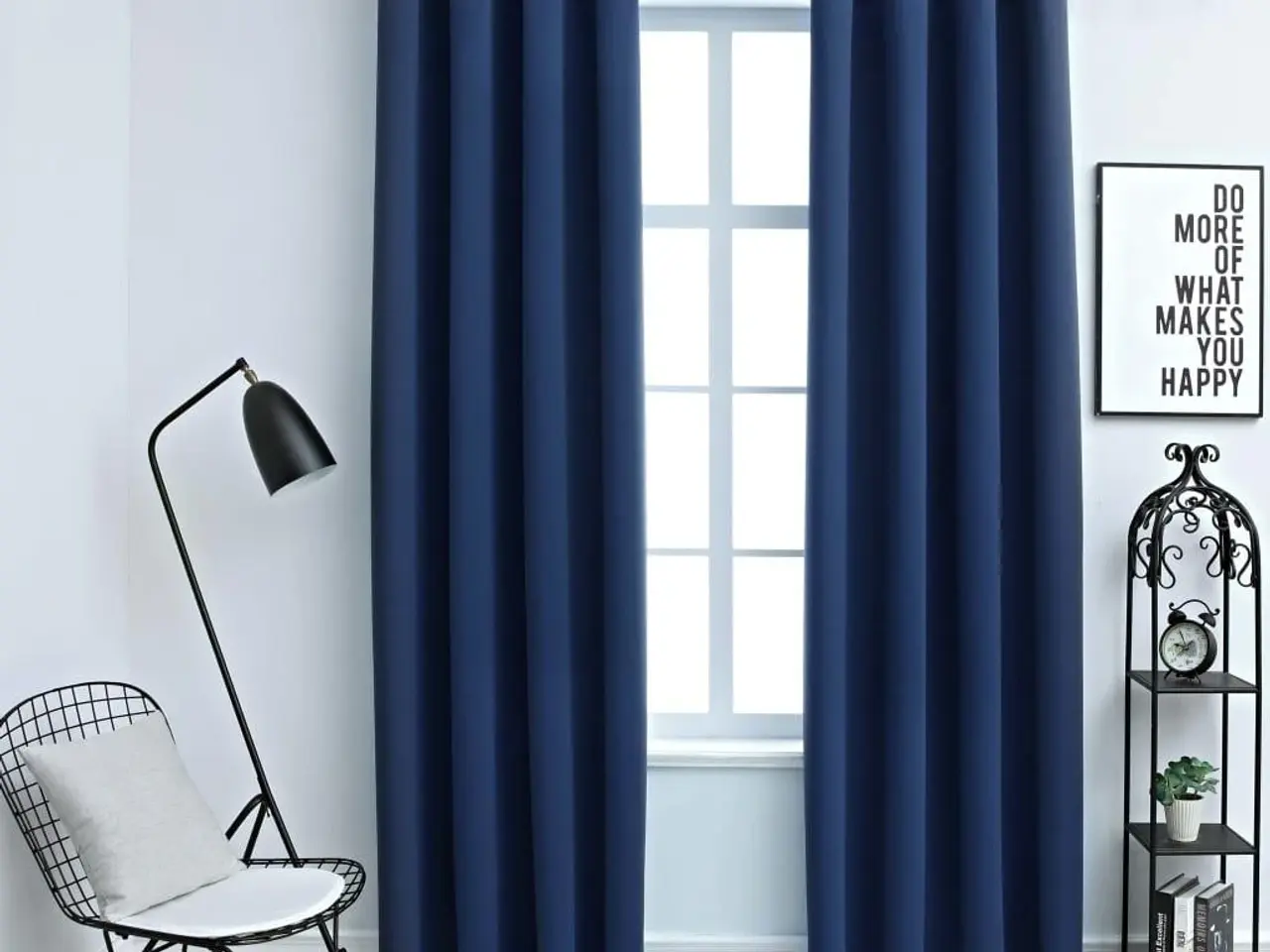 Billede 1 - Mørklægningsgardiner 2 stk. med metalringe 140 x 225 cm blå