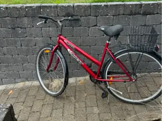 Flot rød dame cykel