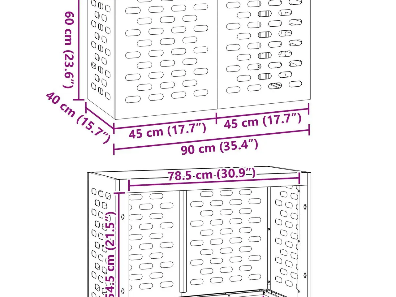 Billede 12 - Airconditiondække i stål - sort 90 x 40 x 60 cm