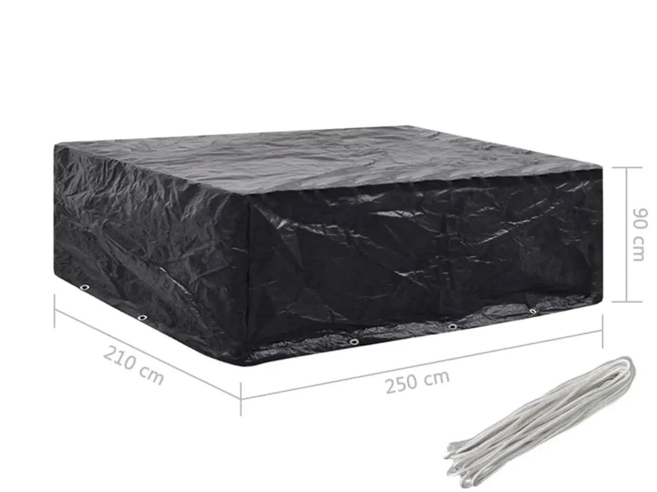 Billede 6 - Havemøbelovertræk med 8 snørehuller - 250 × 210 × 90 cm, sort