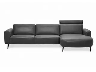 Hjort Knudsen Lolland læder Chaiselong sofa - Højrevendt