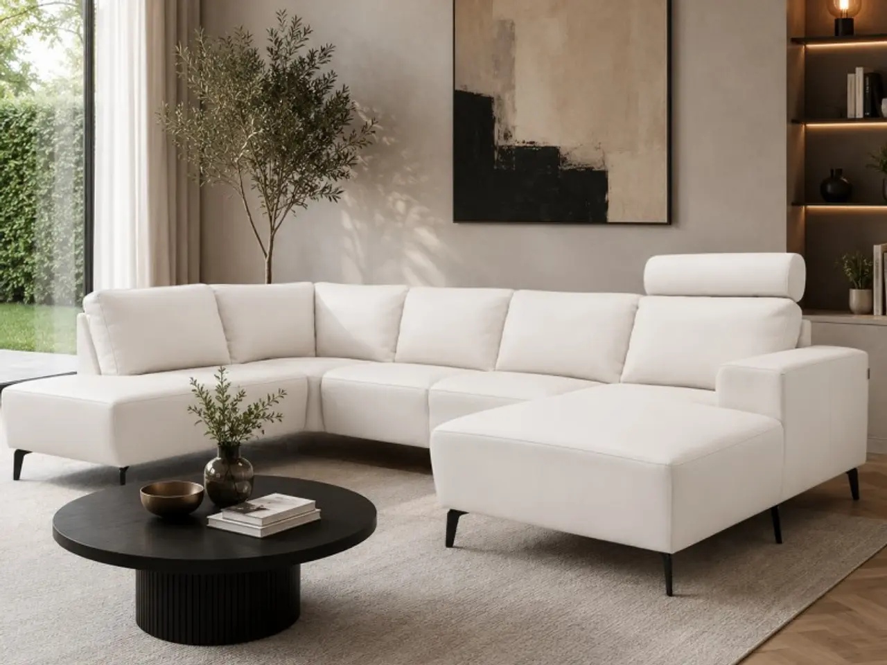 Billede 7 - Hjort Knudsen Copenhagen Hvid Læder U-sofa - Højrevendt