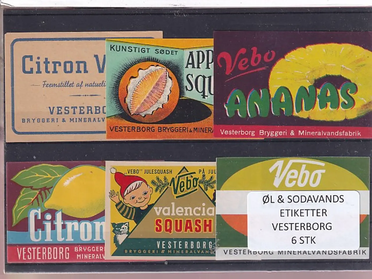 Billede 1 - Øl og Sodavandsetiketter - Vesterborg - 6 Stk.