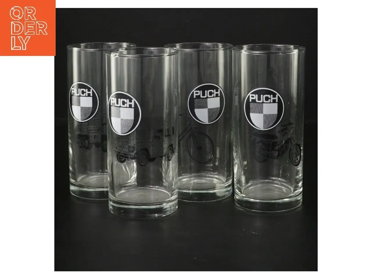 Billede 1 - 4 glas med Puch-logo fra Puch (str. Ø 6,5x13 cm)