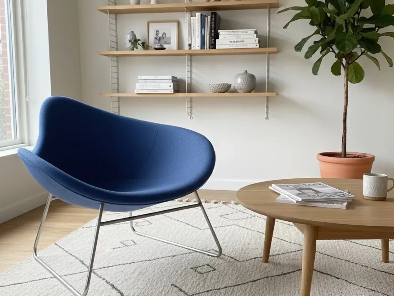 Billede 2 - +HALLE K2 Loungestol – Blå med Krom Stel