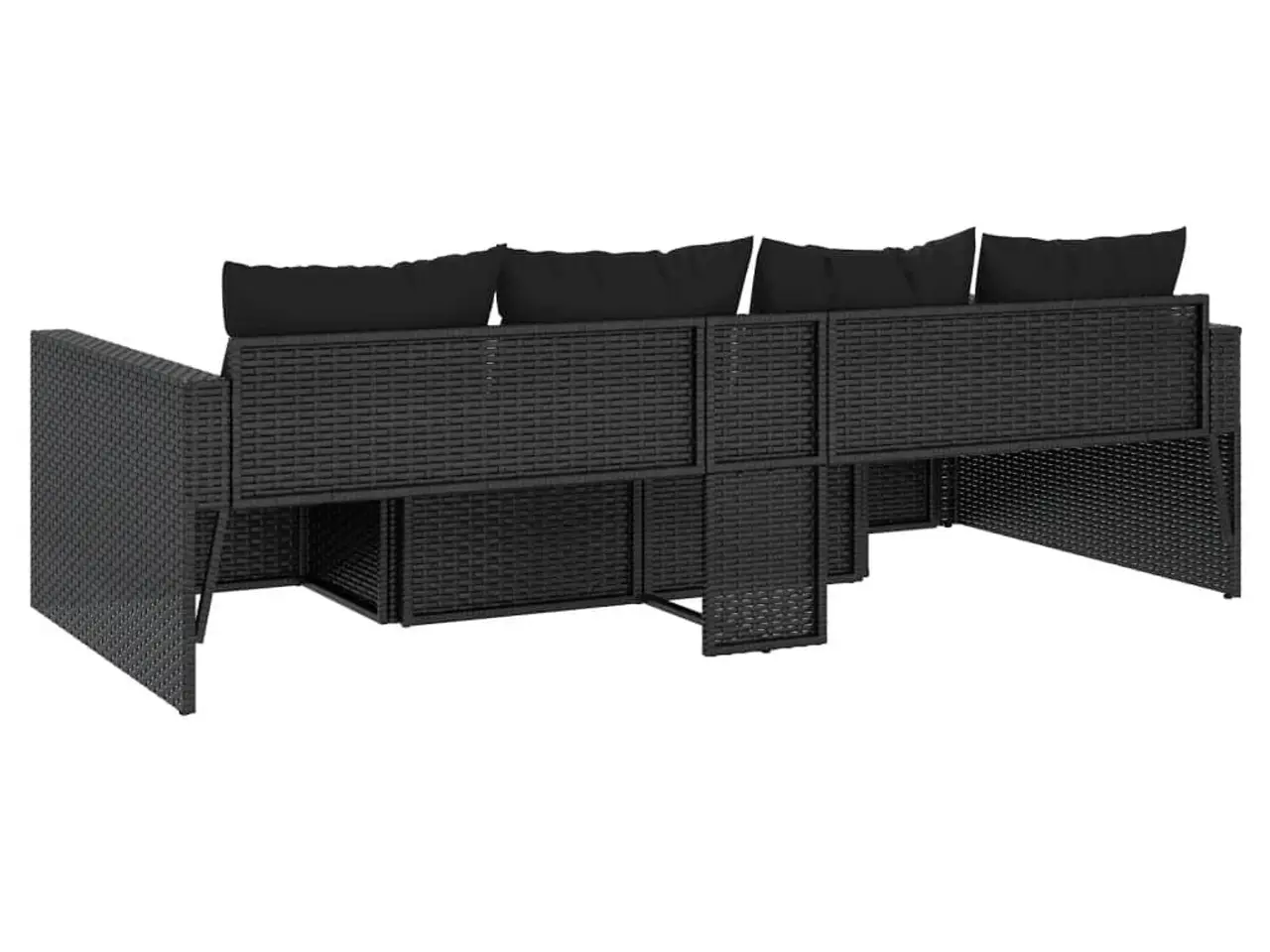 Billede 6 - Loungesæt til haven i polyrattan - U-formet sofa med bord og sorte hynder
