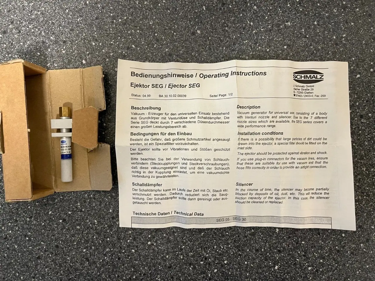 Billede 4 - Schmalz SEG 05 HS-S SDA Vacuum Ejector med -