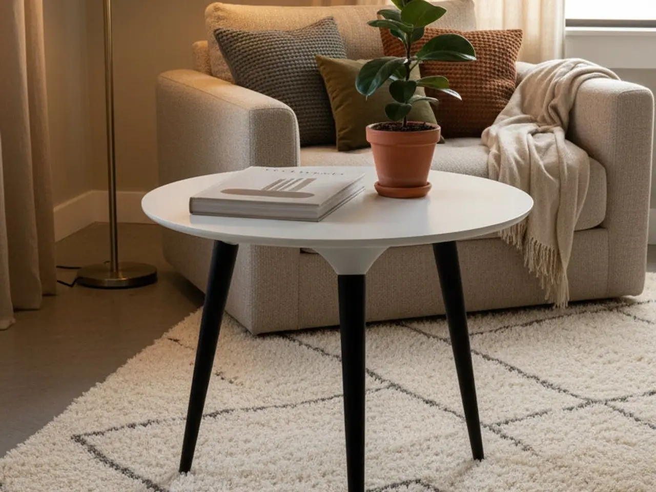 Billede 2 - Fredericia Furniture Icicle Sofabord – Hvid med Sort Stel Ø50 cm