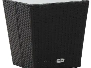 Tebord i polyrattan med hærdet glas 41,5 x 41,5 x 43 cm sort