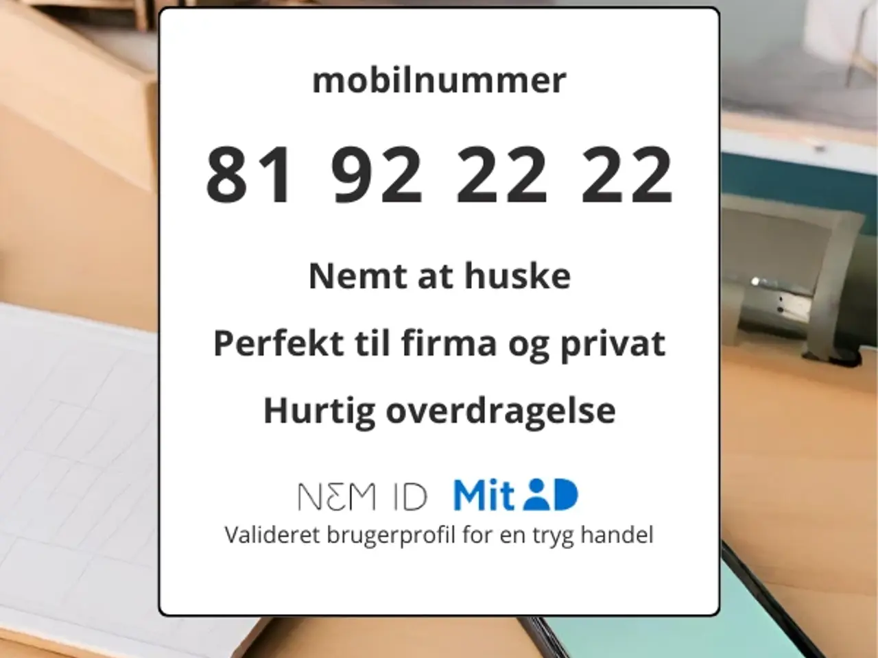 Billede 1 - Guldnummer 81 92 22 22