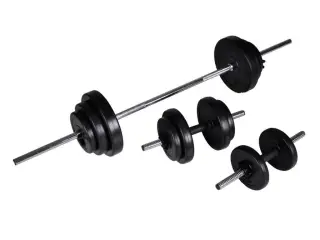 Vægtstang + 2 håndvægte 30,5 kg
