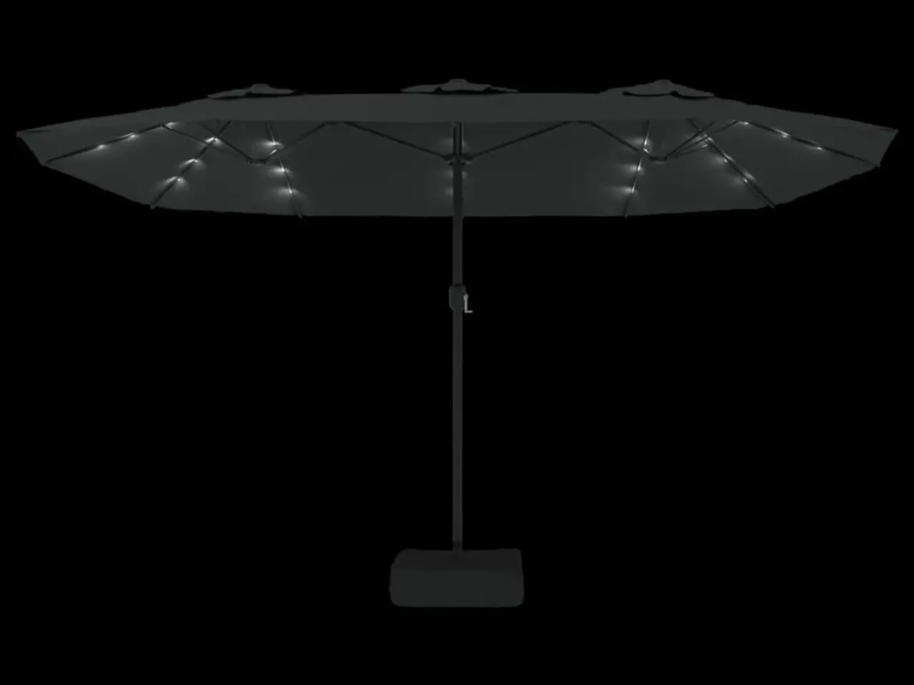 Billede 6 - Parasol med dobbelt parasoldug og LED-lys 449x265 cm sort