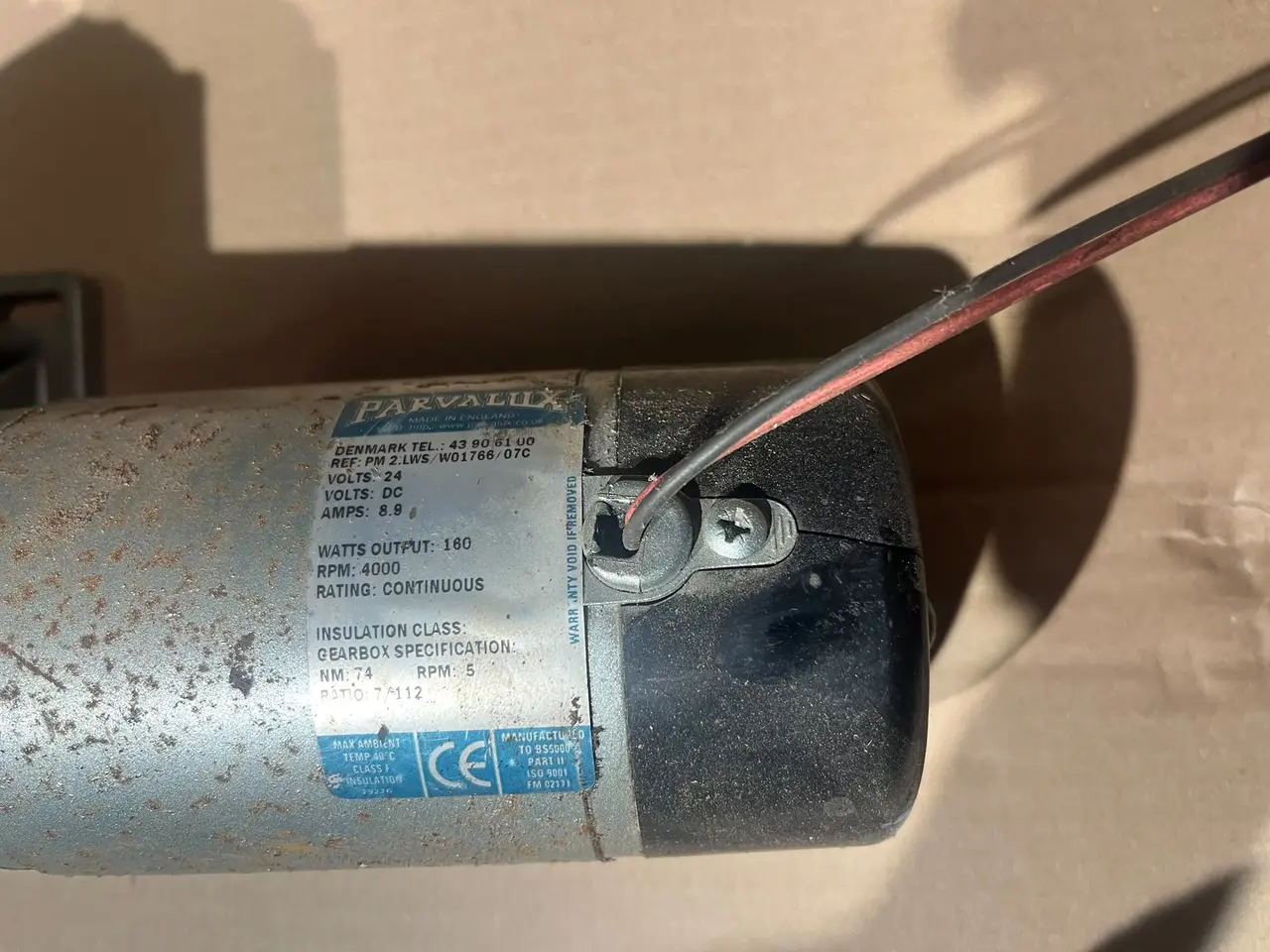 Billede 2 - Parvalux 24V DC gearmotor 160W
