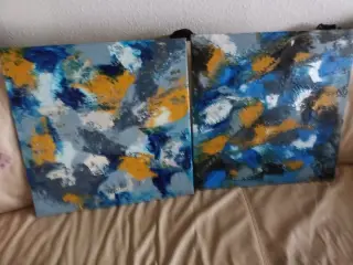 2 FLOTTE OLIE Malerier 50x50 cm