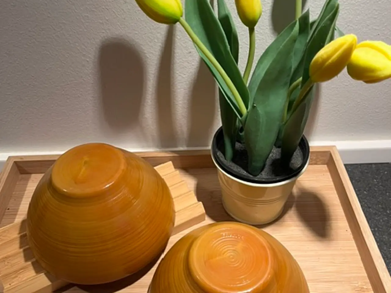 Billede 5 - 2 flotte franske vintage glasskåle–karamel/ravgule