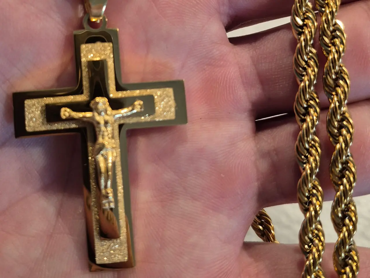 Billede 4 - Goldfilled rope chain med kors