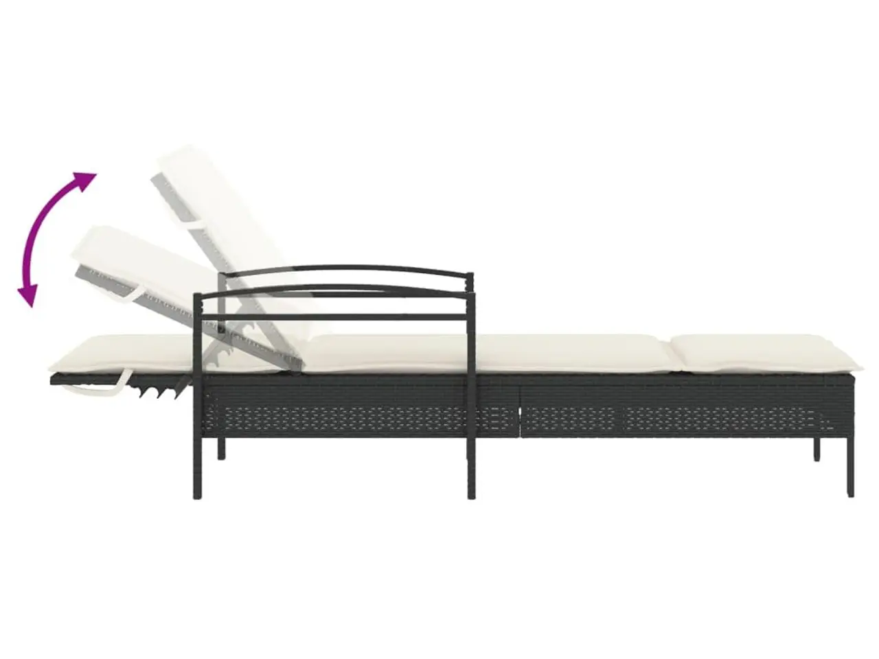 Billede 7 - Liggestol med hynde 63x200x81 cm polyrattan sort