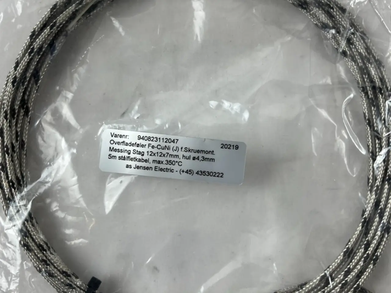 Billede 1 - Type J Thermocouple Probe 5m Stainless Braided