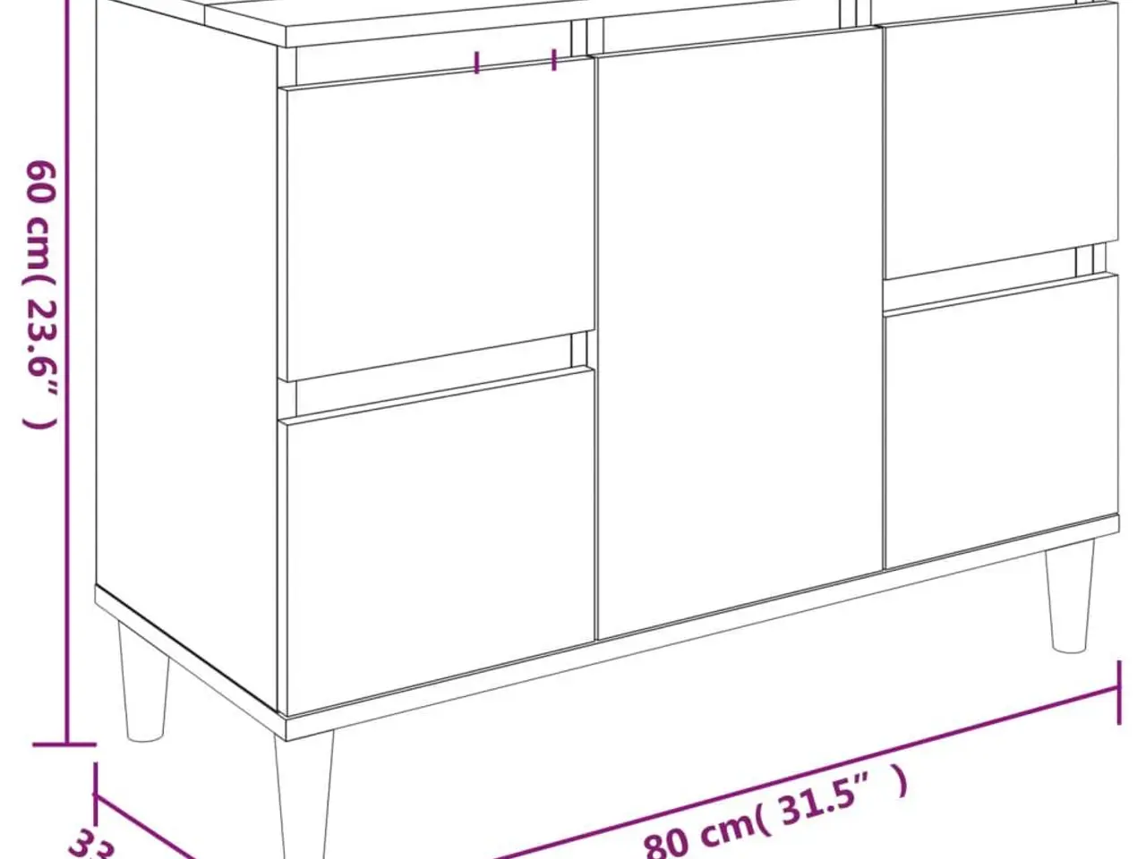 Billede 10 - Underskab til håndvask 80 x 33 x 60 cm - røget egetræ