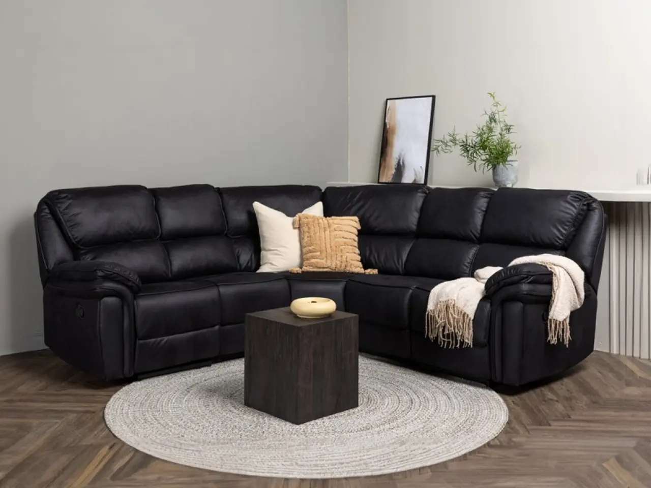 Billede 1 - Christopher Recliner Sofa - Sort Ruskindsblød mikrofiber
