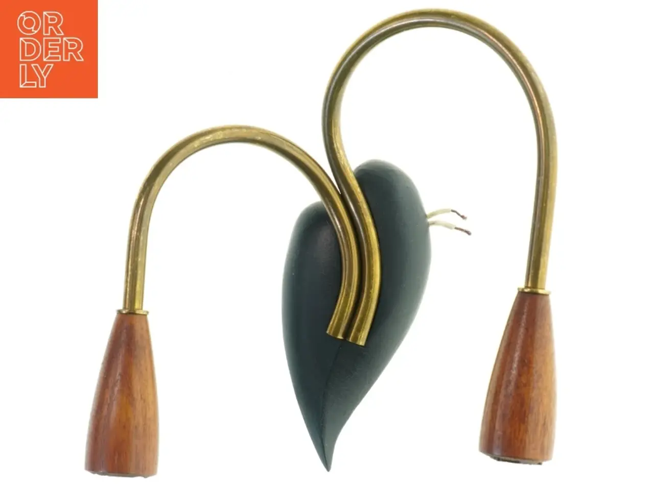Billede 1 - Vintage Væglampe i messing og Teak træ (str. 22,5x21 cm)