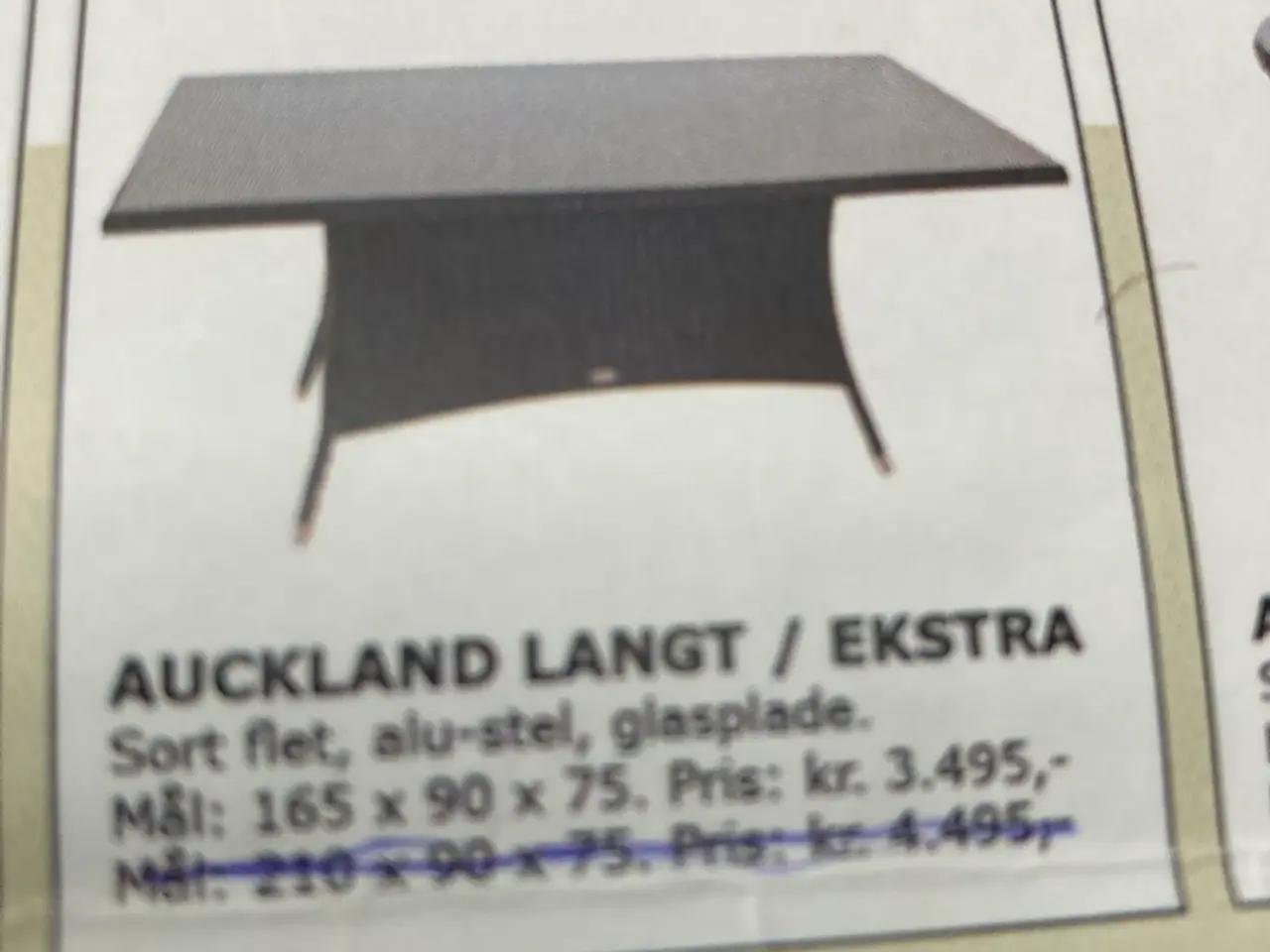Billede 1 - Auckland bord, langt med 4 stole
