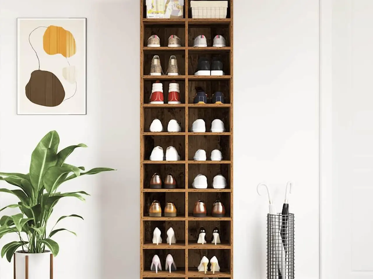 Billede 4 - Skoreol 54x34x183 cm konstrueret træ gammelt træ-look