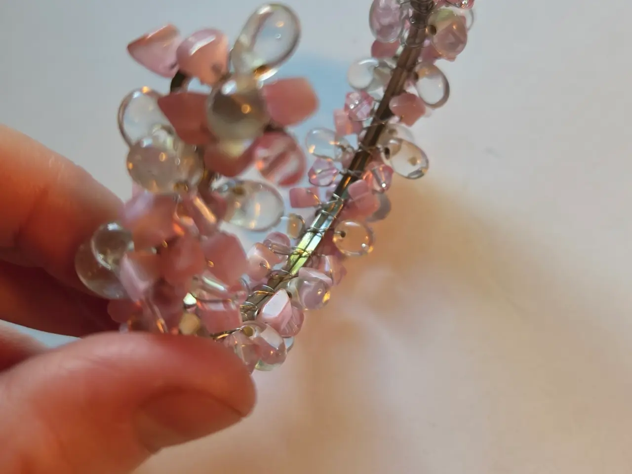 Billede 7 - Rosa og klar perle armbånd