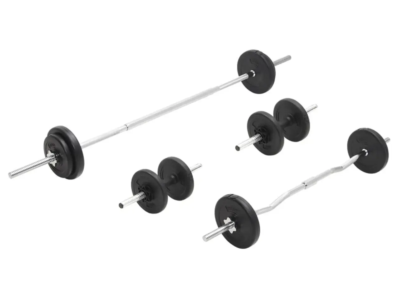 Billede 2 - Vægtstangssæt med håndvægte 30 kg - lige og curl stang