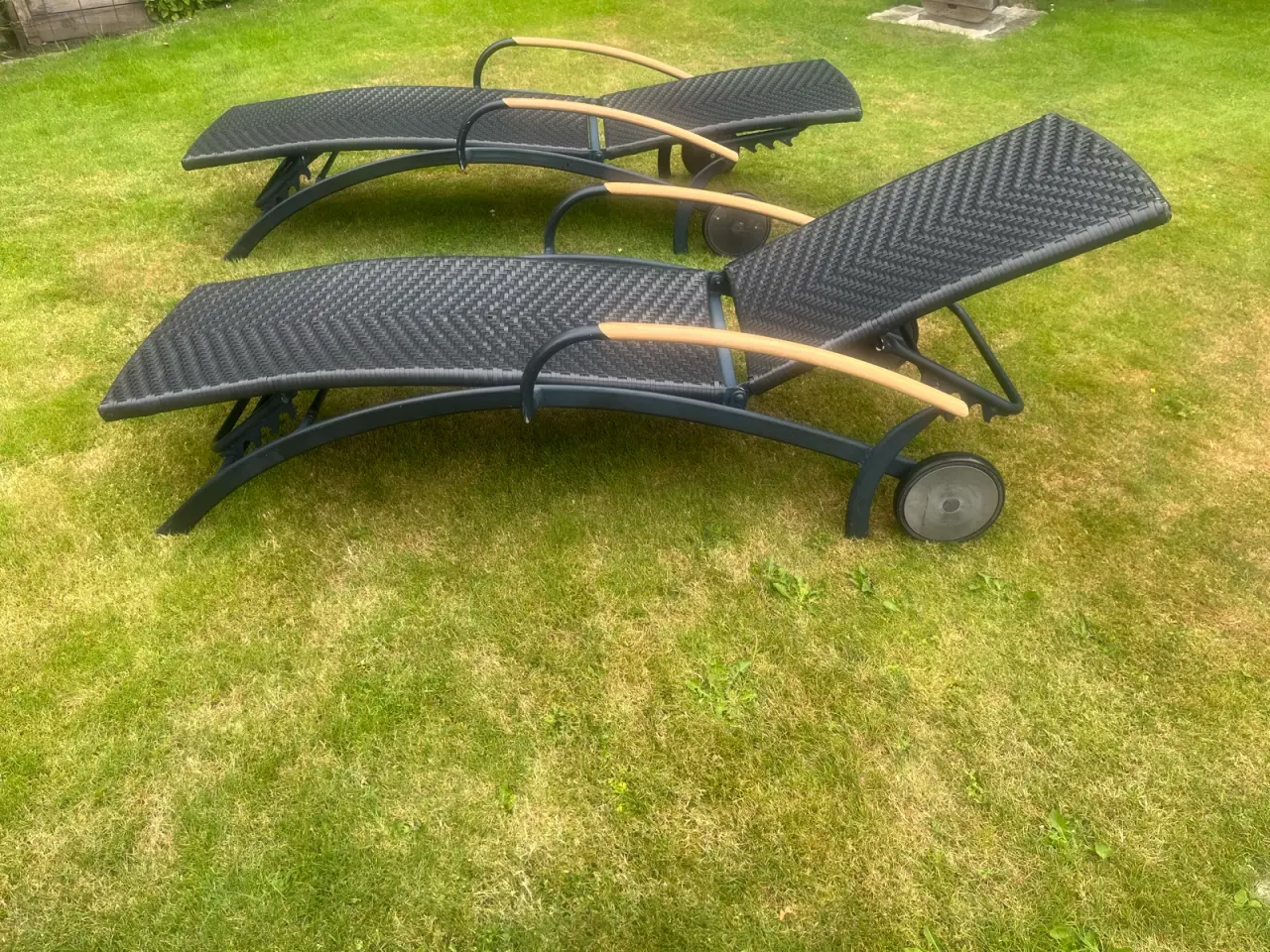 Billede 3 - Solseng i polyrattan med Hjul / sort