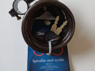Spirallås med nøgle 150 cm